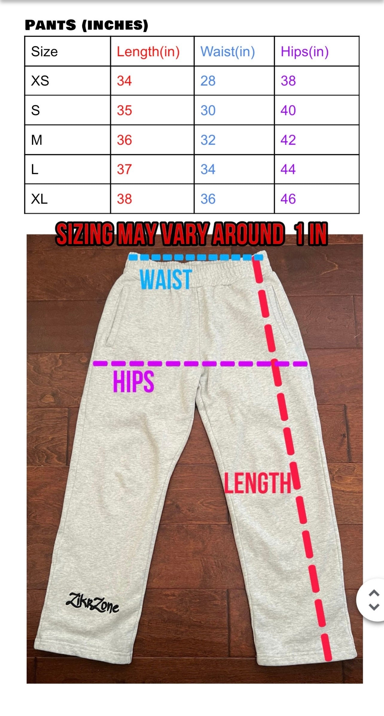 Black pants with white embroidery